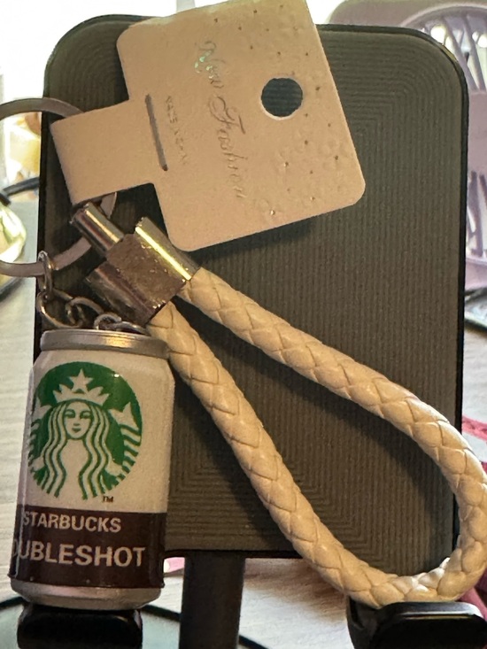 Starbucks Accessories - Starbucks White Braided Keychain with Coffee Can Charm